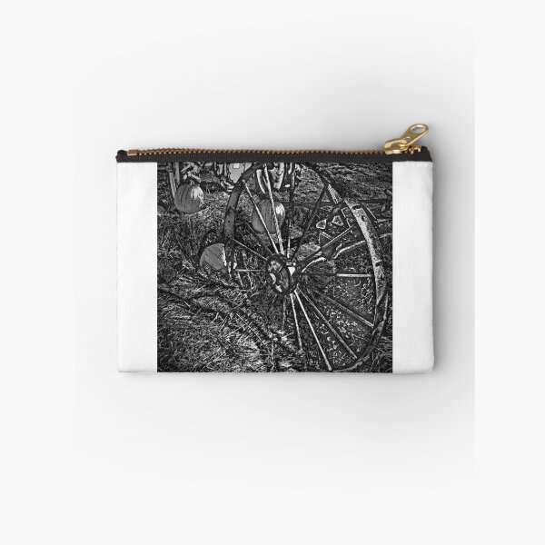Item preview, Wagon Wheel Harvest On The Farm Monochrome Black and White designed and sold by adriturner.