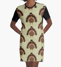 Cool Turkey with sunglasses Happy Thanksgiving Graphic T-Shirt Dress