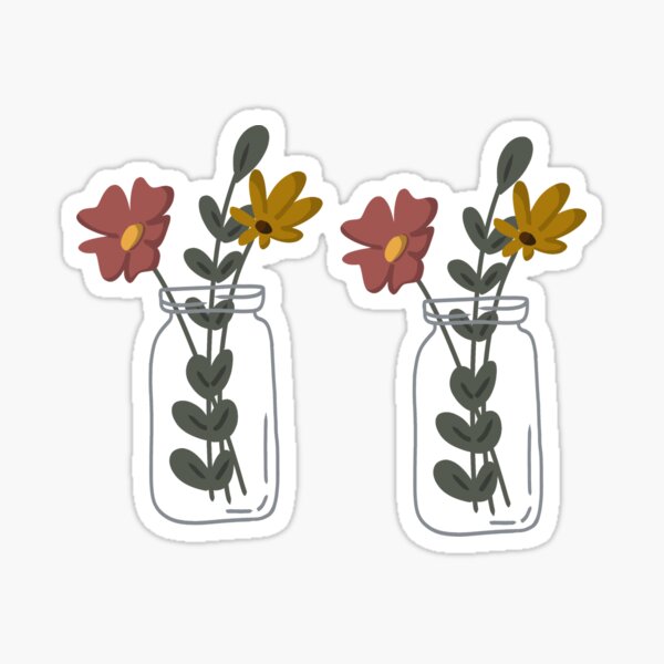 Item preview, mason jar with flowes designed and sold by amon shop.