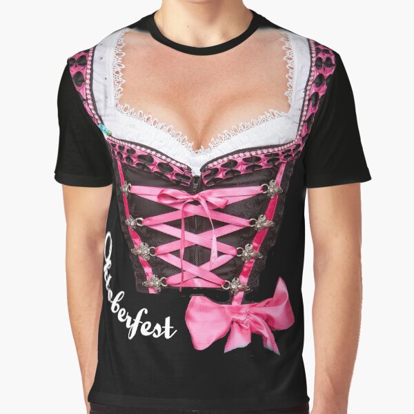 oktoberfest tracht dirndl beer pretzel wiesn bavaria munich beer garden drink chest decollete sexy humor joke costume disguise Graphic T-Shirt