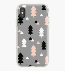 Winter Forest in Pink, Black, White and Gray iPhone Case