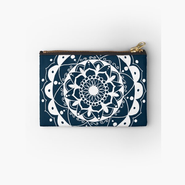 Item preview, Zen white mandala on dark blue designed and sold by quickpoet.