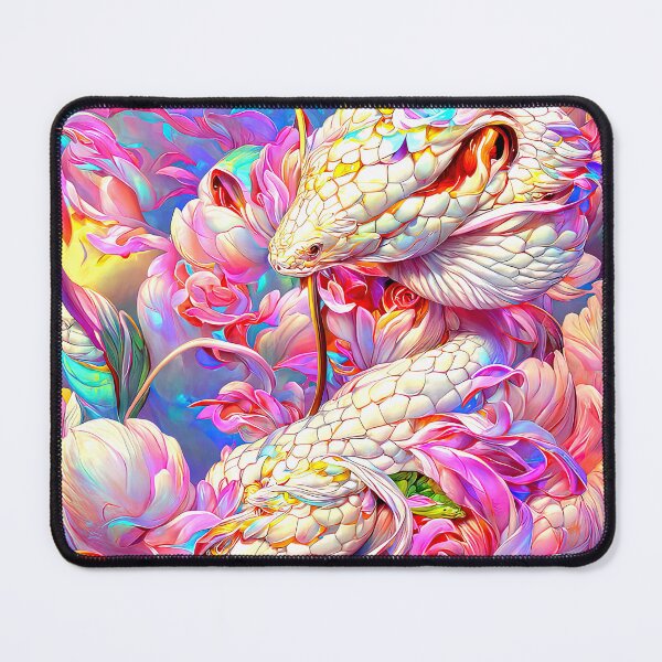 Item preview, White snake and flowers designed and sold by Ludmi-linea.