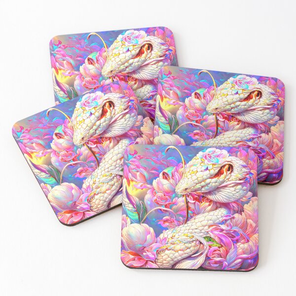 Item preview, White snake and flowers designed and sold by Ludmi-linea.