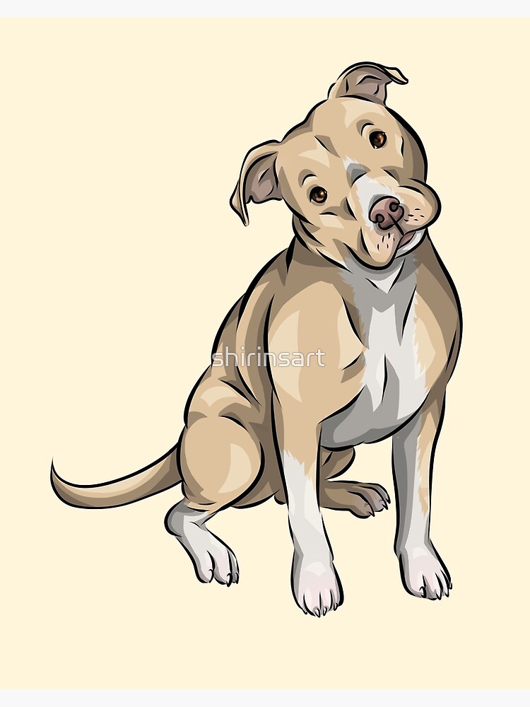 Lámina rígida «Lindo cervatillo Pitbull Terrier | perro de dibujos  animados» de shirinsart | Redbubble