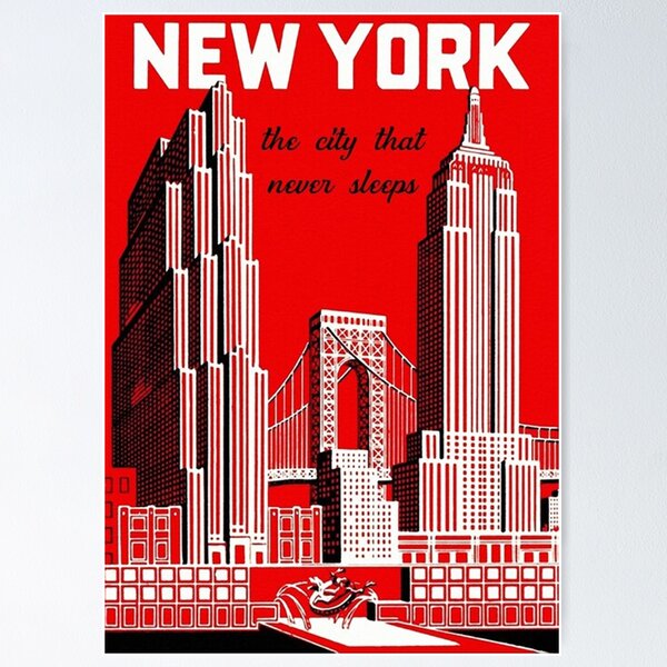 Item preview, Vintage New York City Skyline Travel poster designed and sold by bettyrosas.