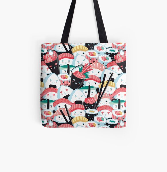 Kawaii Sushi Crowd All Over Print Tote Bag