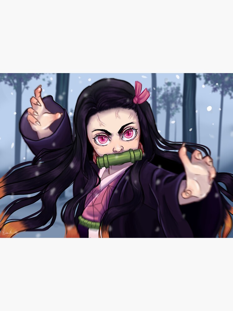 Nezuko Demon Slayer Fan Art Sticker For Sale By Risuali Redbubble 