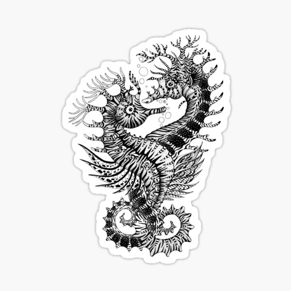 Linear Drawing Sea Horse Fashion Tattoo Stock Illustration 1402121054 |  Shutterstock