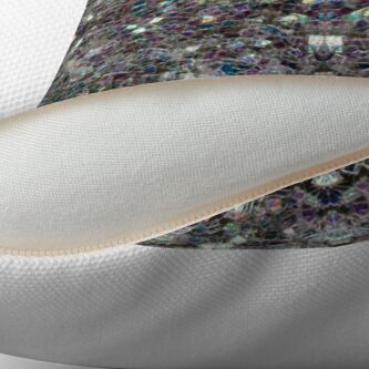 Alternate view of Sparkly colourful silver mosaic mandala Throw Pillow