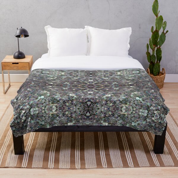 Sparkly colourful silver mosaic mandala Throw Blanket