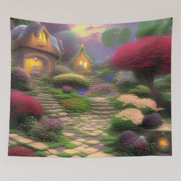Item preview, Colorful Magical Fantasy Secret Garden with Gnome Houses designed and sold by Caregiverology.