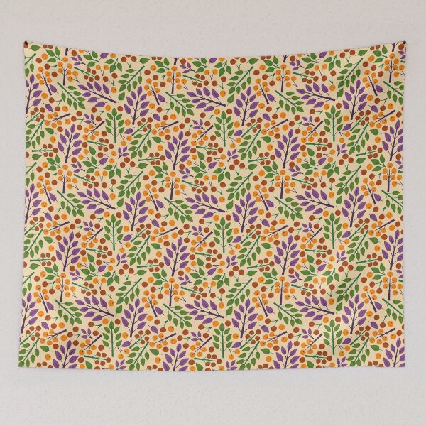 Item preview, Crema Patrón de Bayas y Hojas designed and sold by Vicki Dunlop.