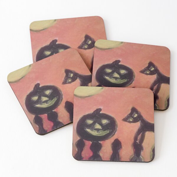 Item preview, Black cat and pumpkin on fence by Charlie Dingler designed and sold by CharlieDingler.