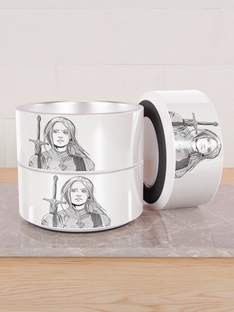 Thumbnail 2 of 6, Pet Bowl, Brave Knight Woman - Medieval Character Sketch - Manga style designed and sold by TsunamiArts101.