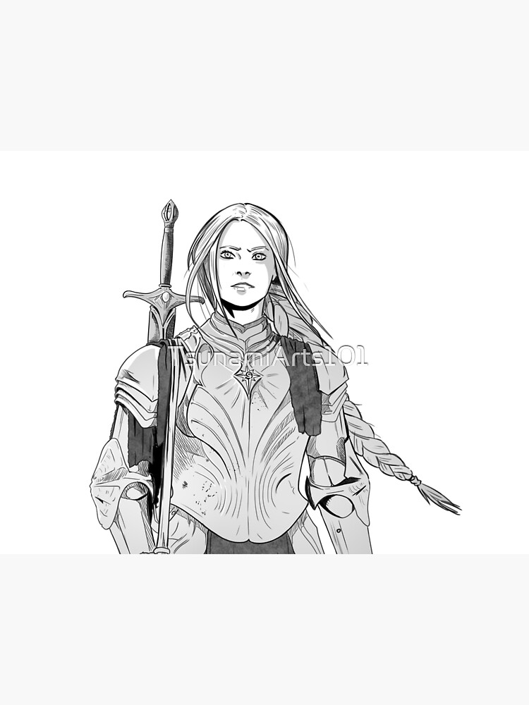 Thumbnail 5 of 5, Pet Mat, Brave Knight Woman - Medieval Character Sketch - Manga style designed and sold by TsunamiArts101.