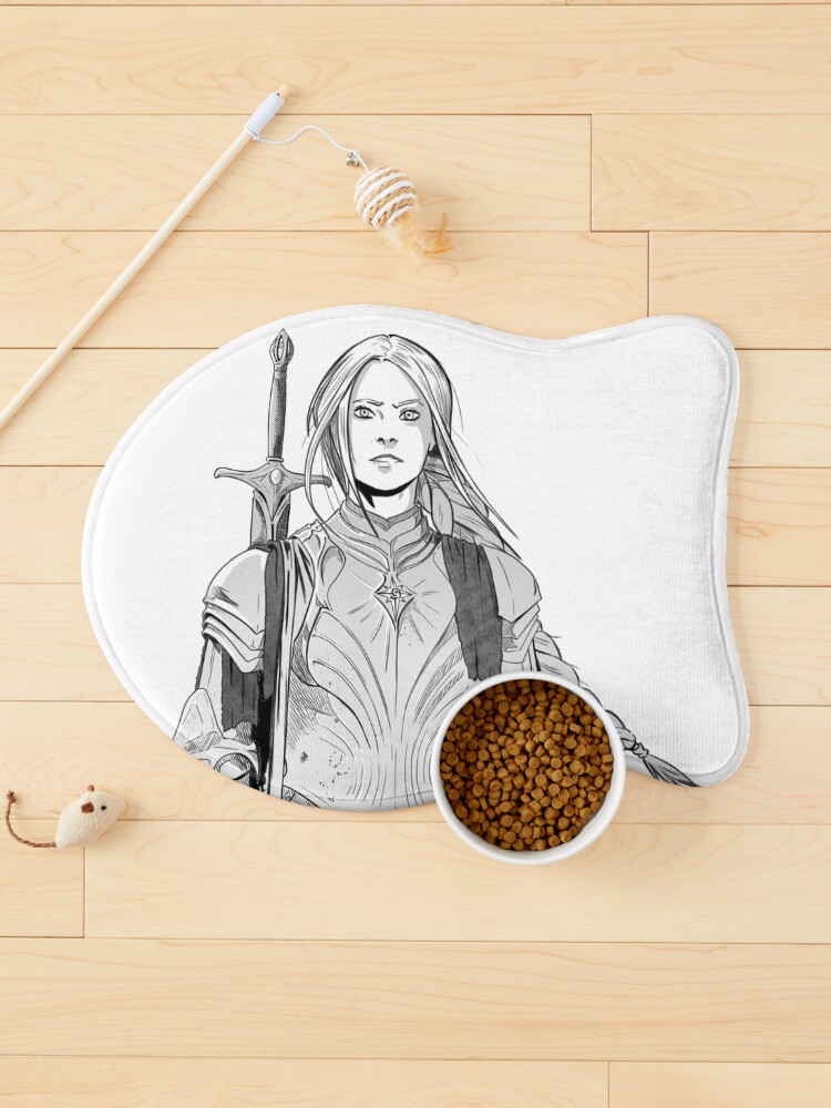 Thumbnail 1 of 5, Pet Mat, Brave Knight Woman - Medieval Character Sketch - Manga style designed and sold by TsunamiArts101.