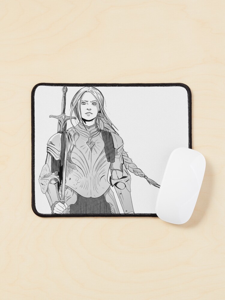 Thumbnail 1 of 5, Mouse Pad, Brave Knight Woman - Medieval Character Sketch - Manga style designed and sold by TsunamiArts101.
