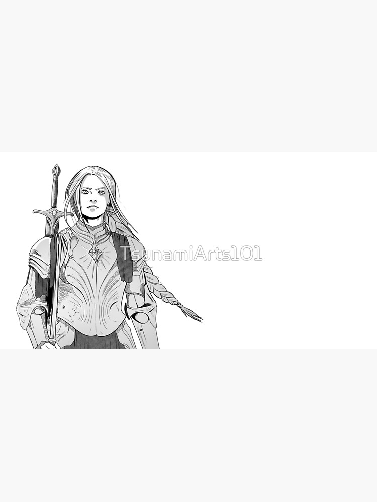 Thumbnail 5 of 5, Mouse Pad, Brave Knight Woman - Medieval Character Sketch - Manga style designed and sold by TsunamiArts101.