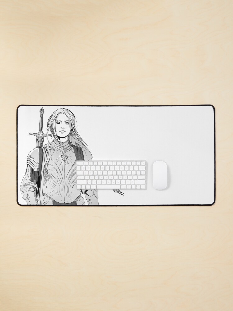 Thumbnail 1 of 5, Mouse Pad, Brave Knight Woman - Medieval Character Sketch - Manga style designed and sold by TsunamiArts101.