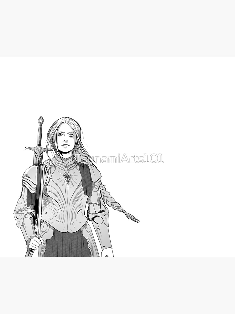Thumbnail 6 of 6, Pet Blanket, Brave Knight Woman - Medieval Character Sketch - Manga style designed and sold by TsunamiArts101.