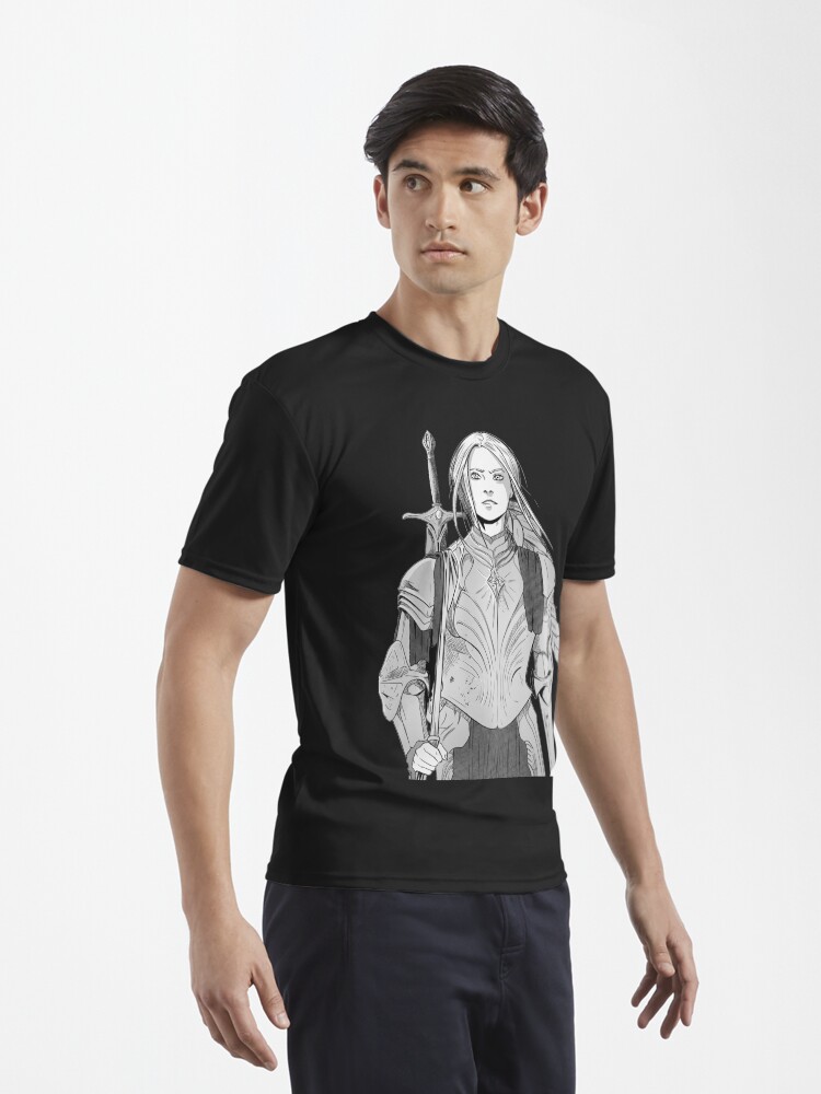 Thumbnail 3 of 7, Active T-Shirt, Brave Knight Woman - Medieval Character Sketch - Manga style designed and sold by TsunamiArts101.