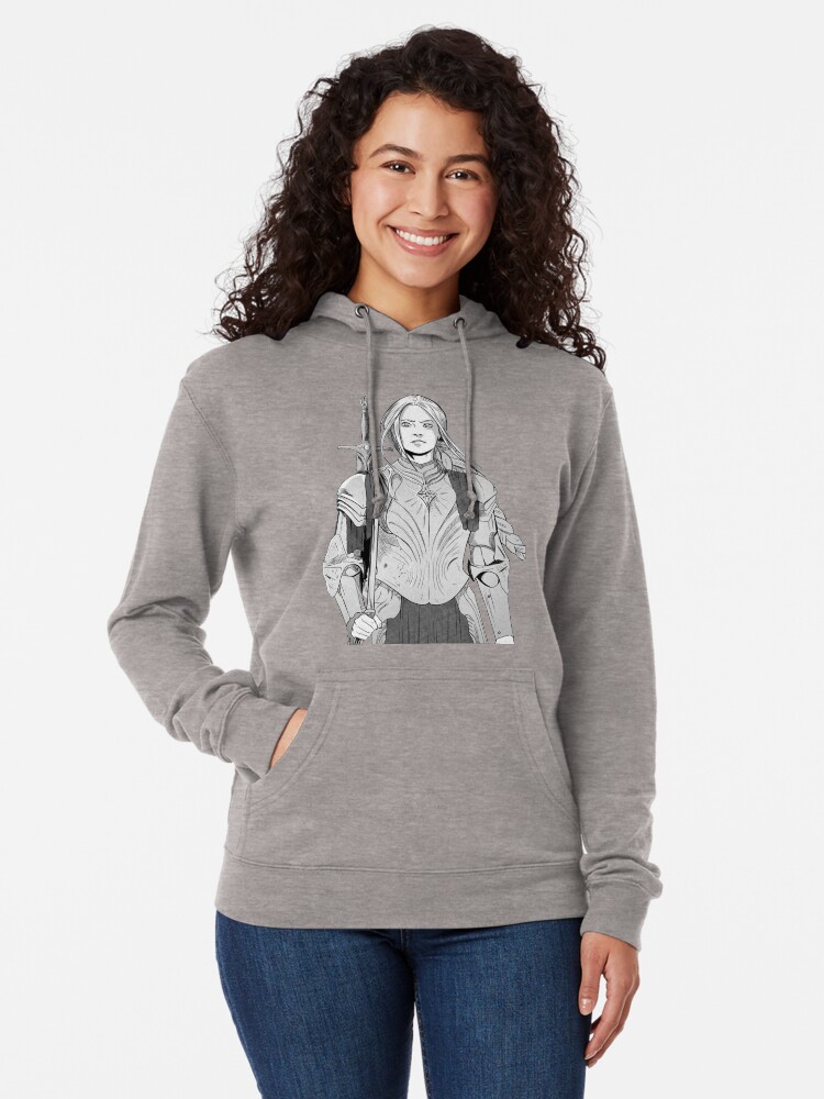 Thumbnail 2 of 5, Lightweight Hoodie, Brave Knight Woman - Medieval Character Sketch - Manga style designed and sold by TsunamiArts101.