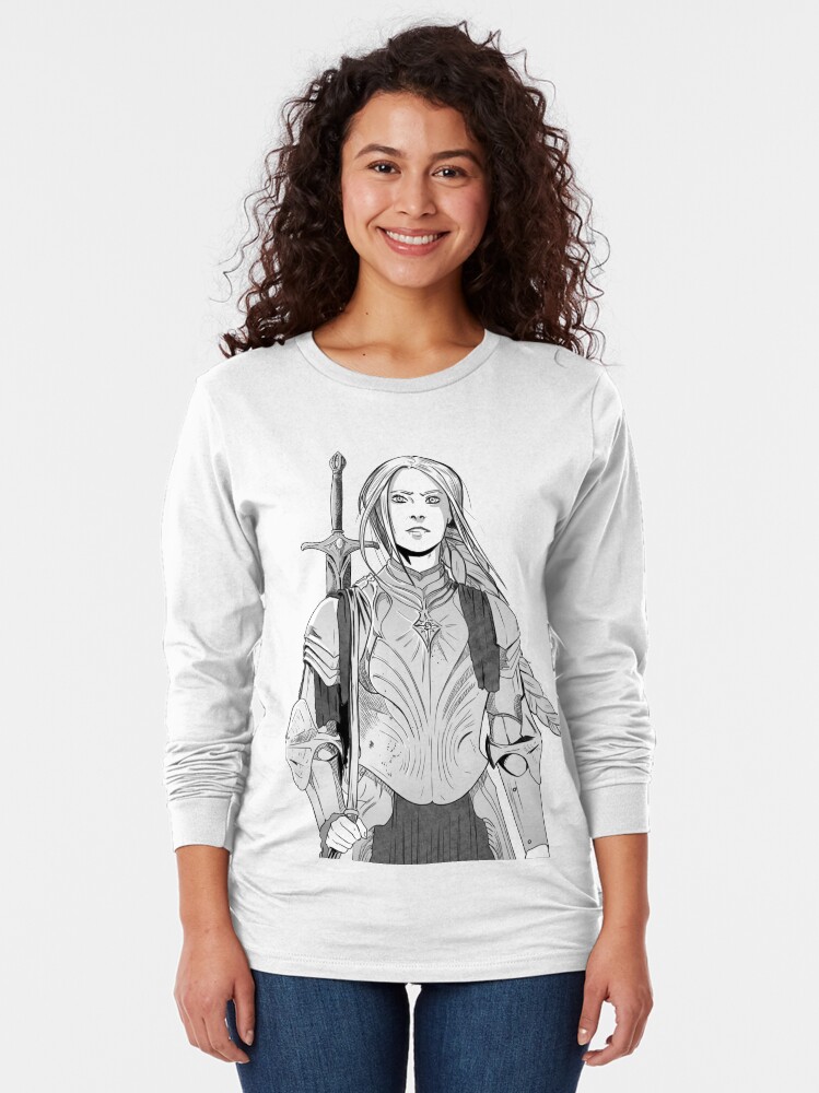 Thumbnail 2 of 5, Long Sleeve T-Shirt, Brave Knight Woman - Medieval Character Sketch - Manga style designed and sold by TsunamiArts101.
