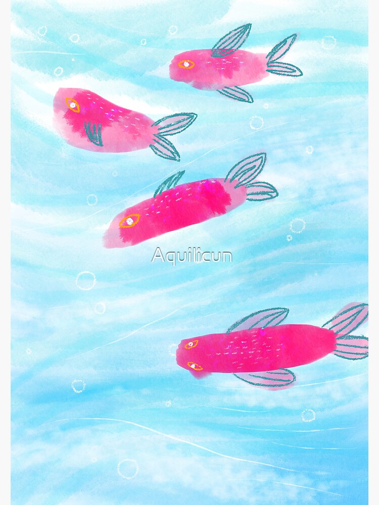 Thumbnail 3 of 3, Journal, pink fish swimming designed and sold by Aquilicun.
