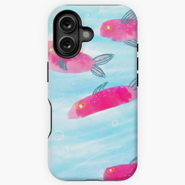 pink fish swimming iPhone Tough Case