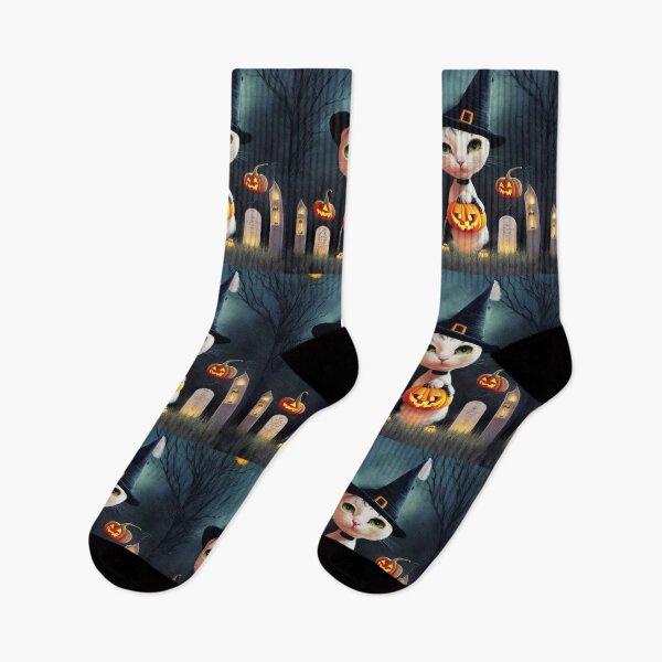 Item preview, Halloween Cat In The Cemetary Bats in the Sky in Color designed and sold by joanaoberg.
