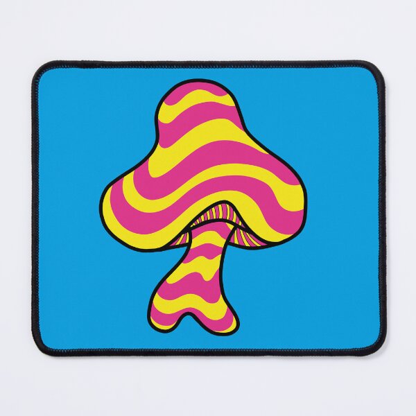 Item preview, The Perfect Mushroom: Exotic Trippy Wavy Pink and Yellow Stripes Contour Lines on Cyan designed and sold by Ciara Shortall.