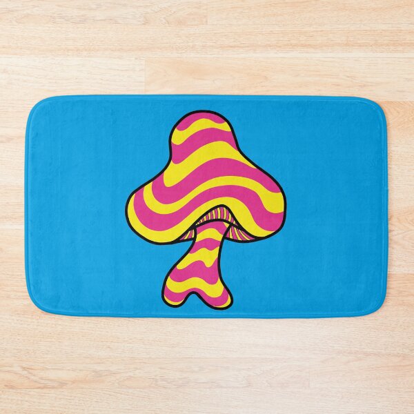 Item preview, The Perfect Mushroom: Exotic Trippy Wavy Pink and Yellow Stripes Contour Lines on Cyan designed and sold by Ciara Shortall.