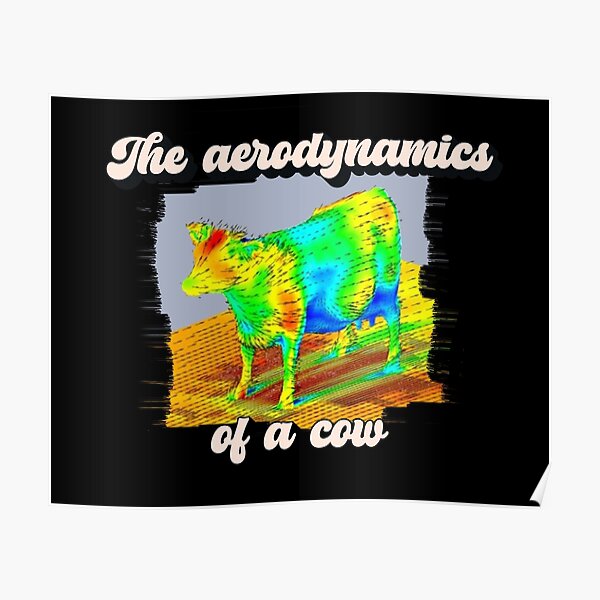 "The Aerodynamics of a Cow Random Funny Abstract Meme with Retro Font