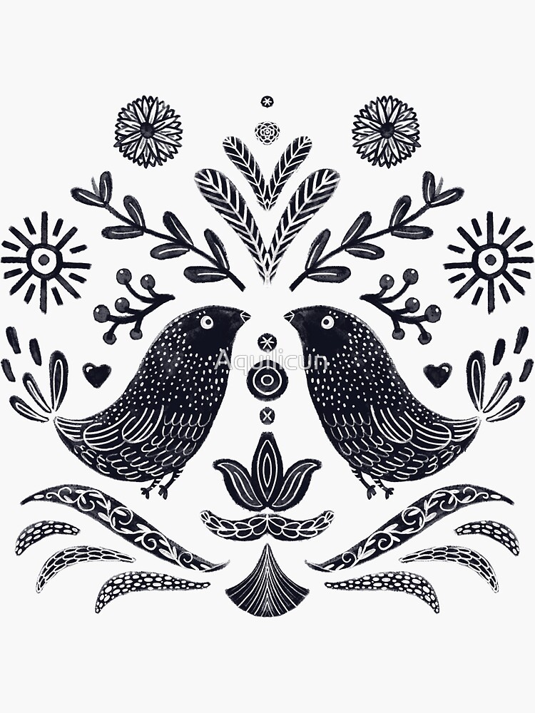 Thumbnail 3 of 3, Sticker, symmetrical birds designed and sold by Aquilicun.