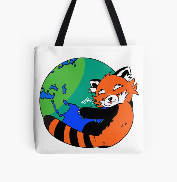 Red Panda tote bag noodles Asian anime fun shopping 100% cotton