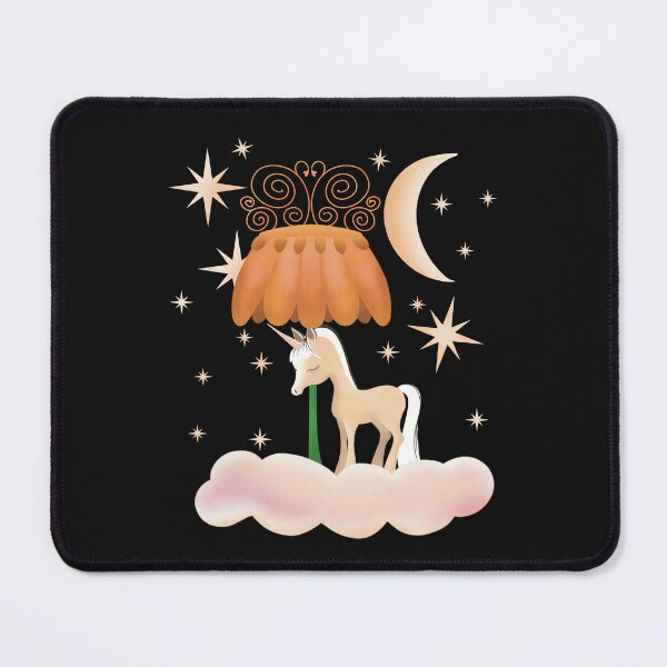 Item preview, Cute Unicorn Fjord Horse sleeping on a Cloud with Moon, Stars and orange Flower, Fjordicon designed and sold by cuteunicornshop.
