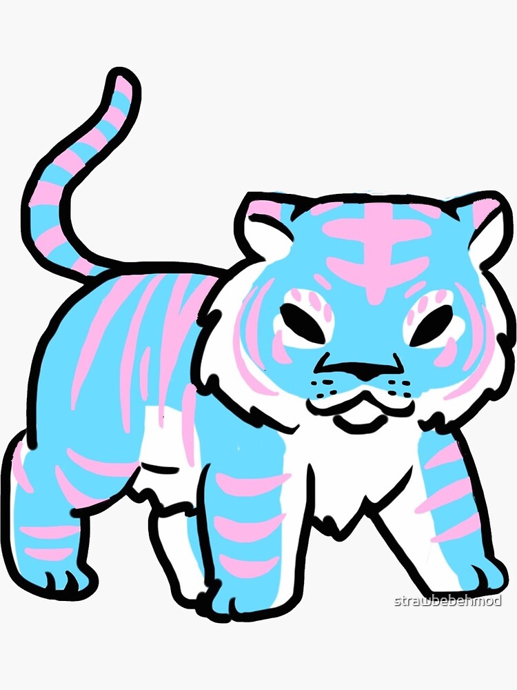 "Trans Pride Tiger" Sticker by strawbebehmod Redbubble