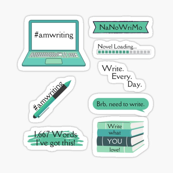 Item preview, NaNoWriMo Writing Sticker Design designed and sold by With Graceful Purpose.