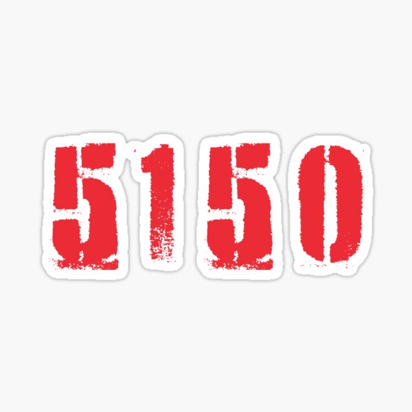 "5150 Red Numbers on black or White Shirt" Sticker for Sale by