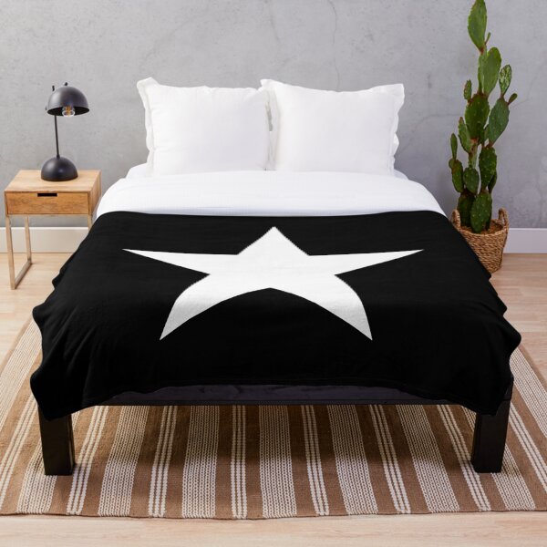 WHITE STAR. On BLACK, Bright Star, STELLAR, ACHIEVEMENT. Throw Blanket