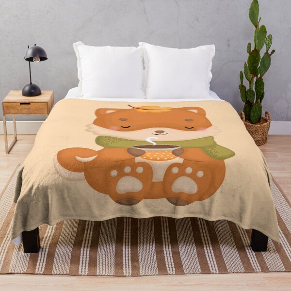 Item preview, Cute Fall Shiba Inu Drinking Coffee - Autumn Dog designed and sold by DebbisPalette.