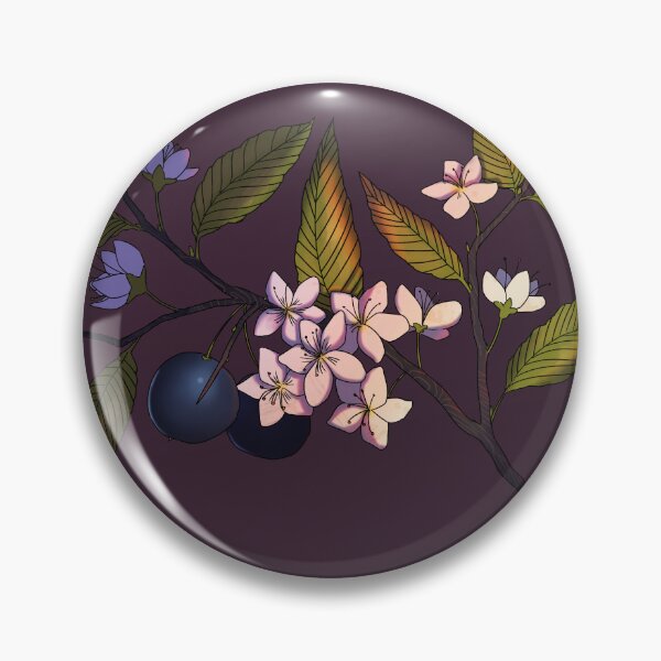 Item preview, Blackthorn Prunus spinosa sloe flowers and fruit designed and sold by he-xie.