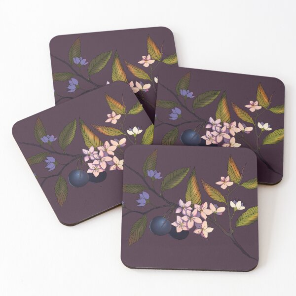 Item preview, Blackthorn Prunus spinosa sloe flowers and fruit designed and sold by he-xie.