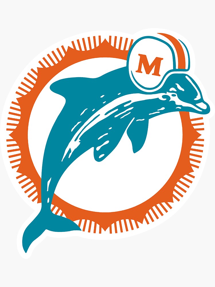 1966 First ever Miami Dolphins Logo Retro Vintage Sticker Decal Car NFL  football