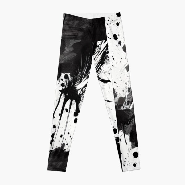 Black And White Splatter Leggings for Sale