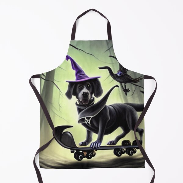 Item preview, Whimsical moon witch dog riding skateboard designed and sold by Sweet-A-Dsignz.