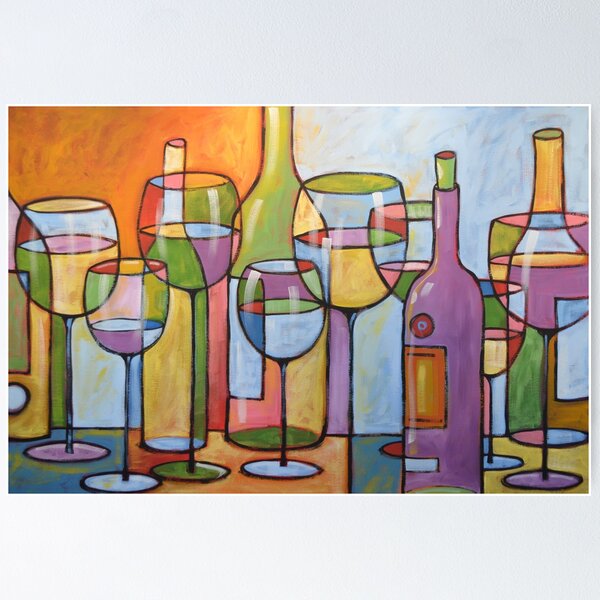 Abstract Martini Glasses Colorful- Original Print Design  Poster