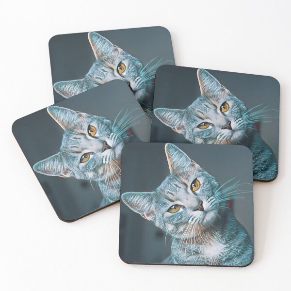 Item preview, A Beautiful Grey Tabby Cat with golden amber eyes in a paint effect designed and sold by ditzy-designs.