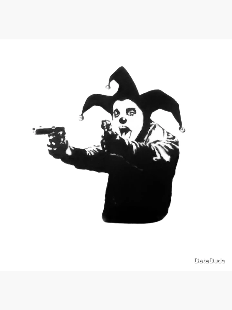 Banksy shouting clown, jester with guns | Art Board Print